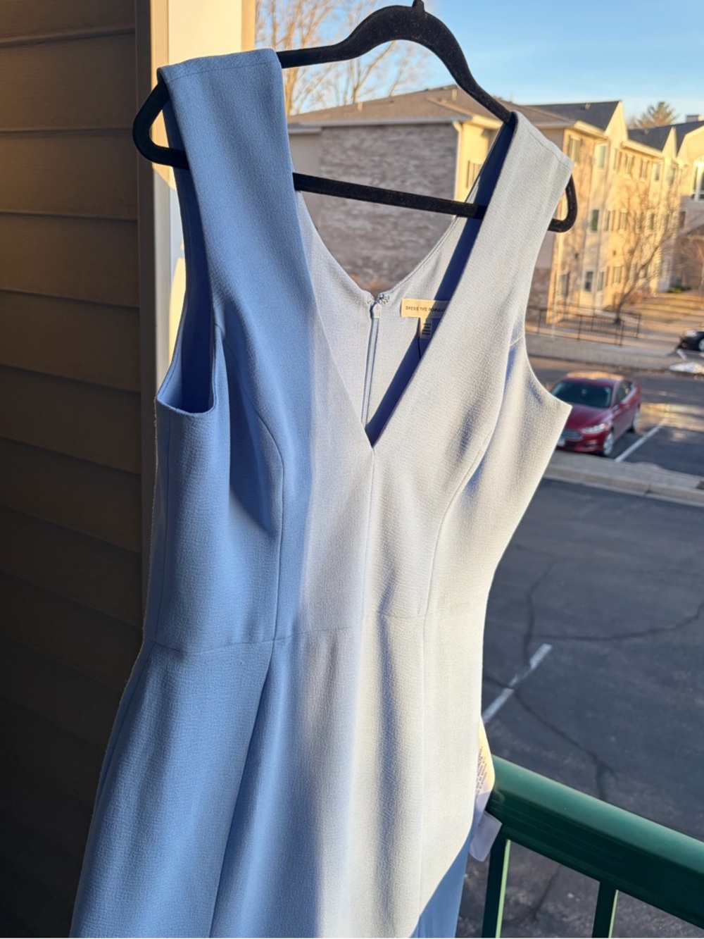 🆕 Dress The Population Light Blue Maxi Dress Slit Elegant Formal Gown Size M - Picture 5 of 15